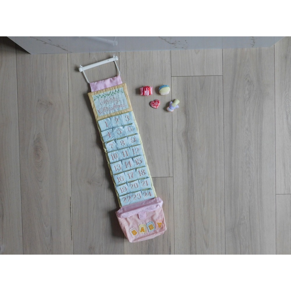 Vintage Advent Calendar Baby Pink One Size Christmas Holiday Decor Hanging